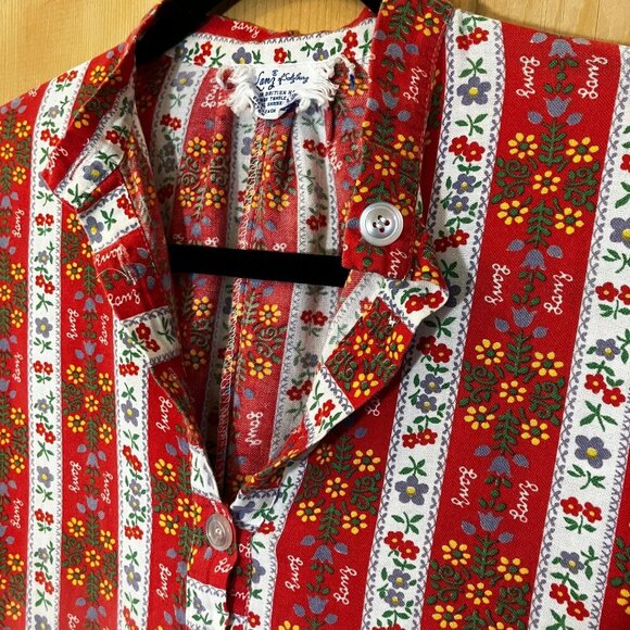 Lanz of Salzburg Womens Vintage 90s Floral Nightgown Pajama Medium Red SP EXC - Picture 1 of 10